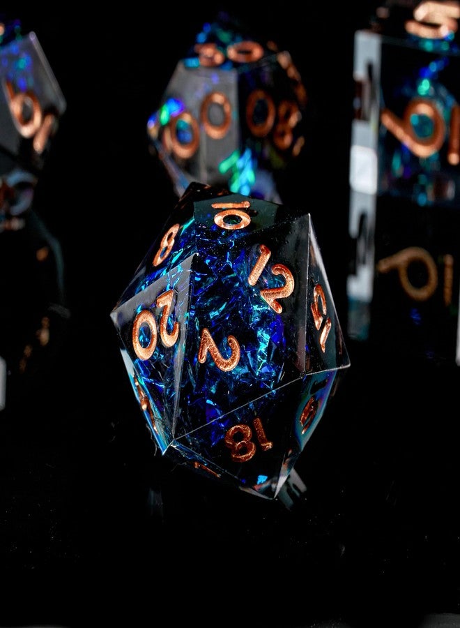 FugaCity DND Dice Set,Liquid Core Handmade Sharp Edge 7 Piece Resin Dice-Dungeons and Dragons Polyhedral Dice Set, D&D Dice Set with Gift Dice Case for RPG MTG Table Games （ - Image 4